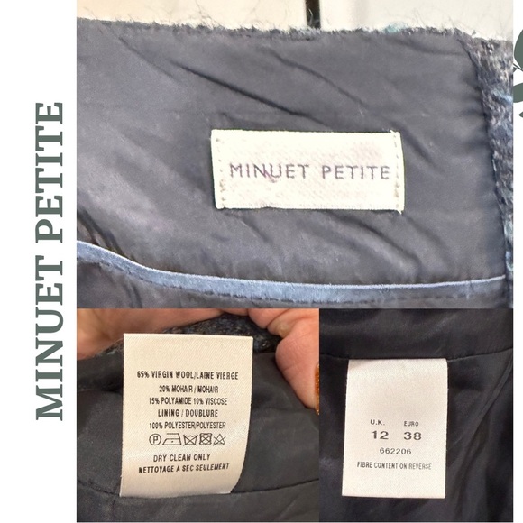 Minuet Petite Tweed Wool Skirt – UK Size 12 / Euro 38 / US 8 Blue Green Boucle - Picture 5 of 5